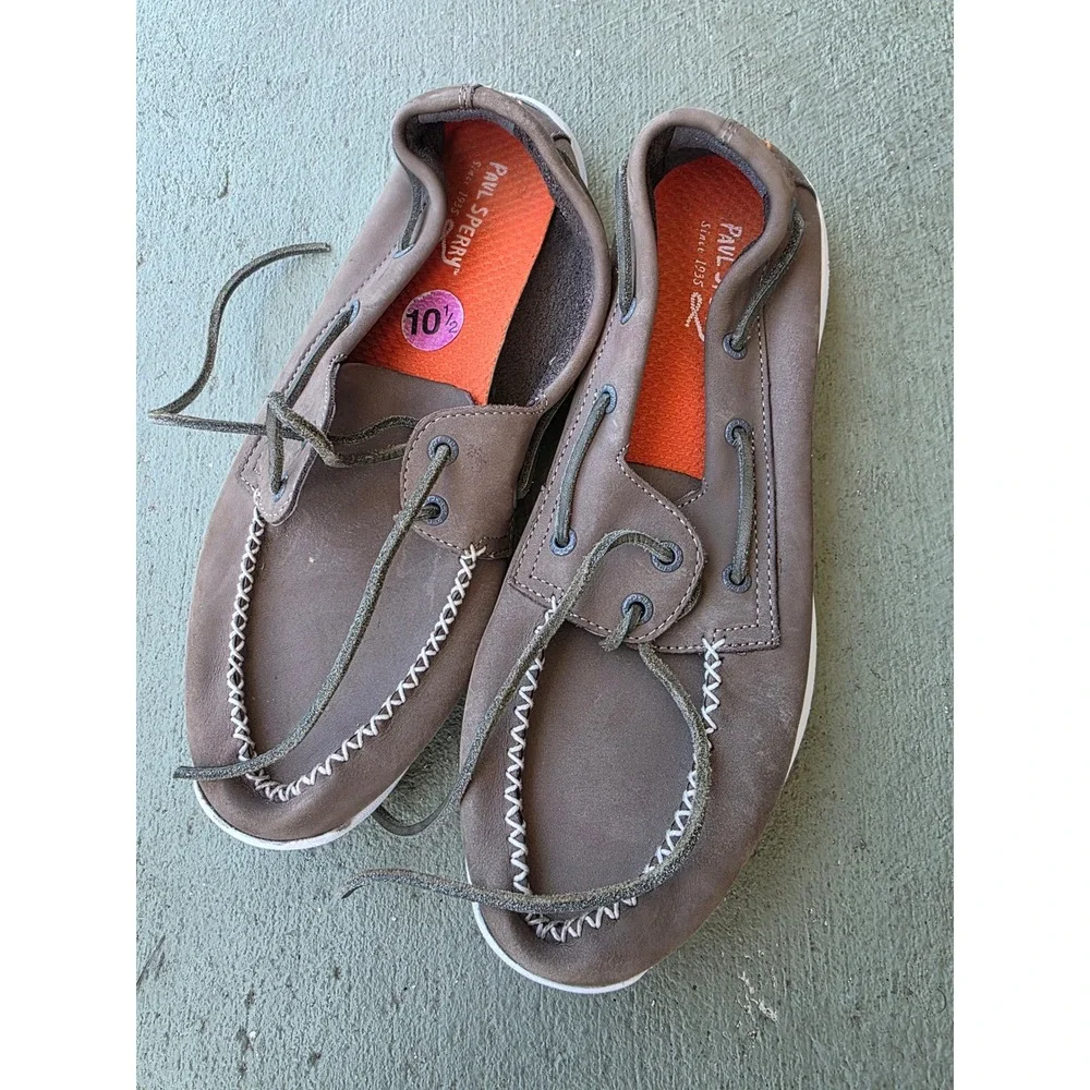 Paul Sperry Mens Boat Shoes Brown Leather Moc Toe Loafers STS14476 Size 10.5M D1